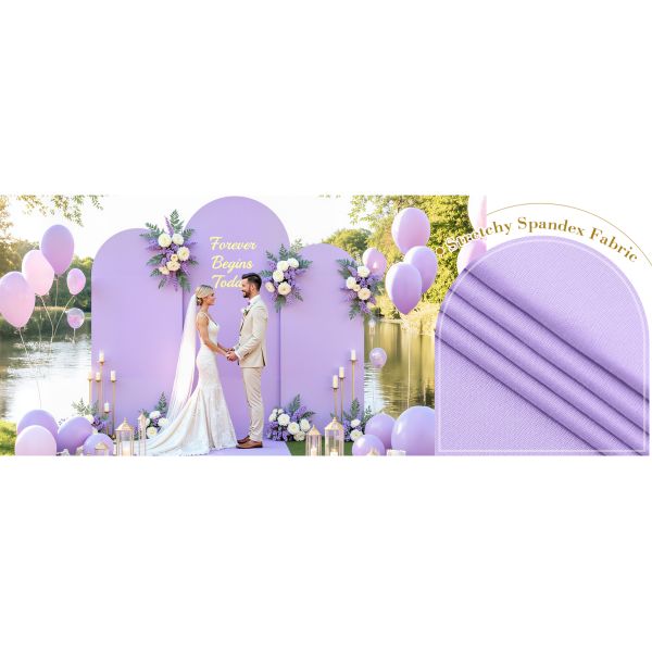 Purple Arch Covers 3 Piece,Spandex Arch Backdrop Cover for Wedding、 Baby Shower 、Birthday Party