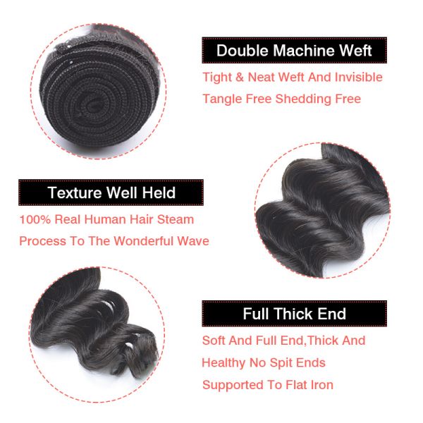 Custom Color Human Virgin Hair Weave , Loose Wave Weave Human Hair Smooth