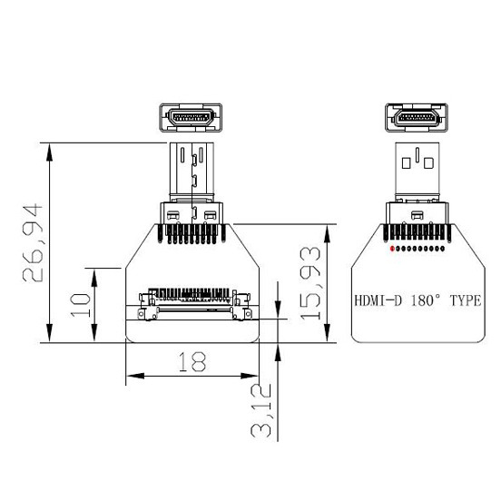 MIPI адаптеры для разъемов OEM ODM HDMI кабельный адаптер Micro Straight Head HDMI-D-180° к 20454-220-02 20455 20453