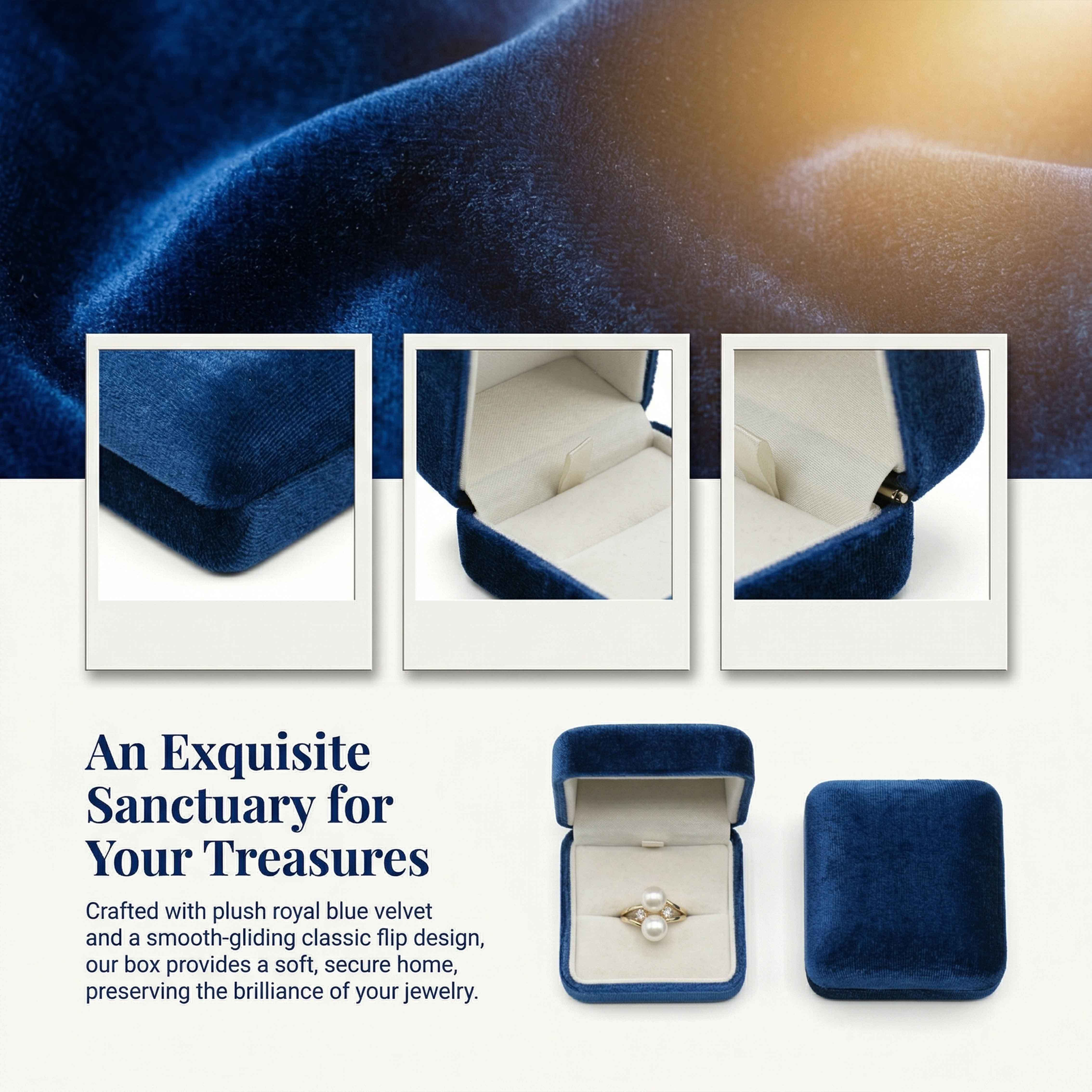 Popular Style Rectangle Jewelry Boxes Hinged Velvet Gift Box