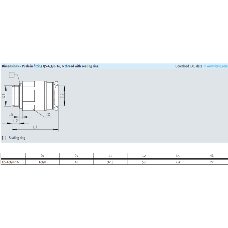 QS-1/8-4 QS-1/8-4-100 QS-1/8-6 QS-1/8-6-100 Festo QS Series Push-in Fitting