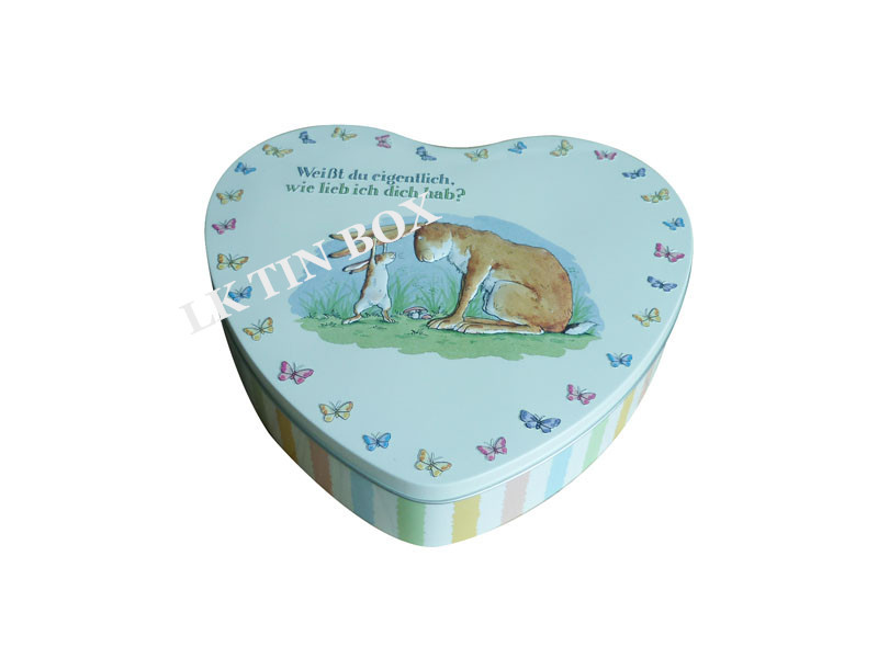 Heart Shaped Wedding Candy Tin Can With Embossed Lid , Hard Candy In Tins
