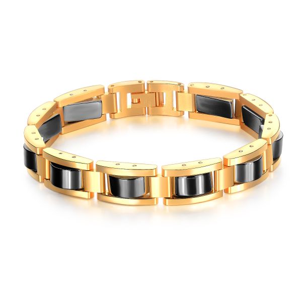 Stylish Gold Plated Japanese and Korean Fashion Titanium Steel Magnet Men's Bracelet