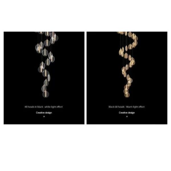 Escalier à plafond élevé Villa Escalier à chandelier à LED Escalier en spirale Ronde gâteau Acrylique Chandelier suspendu Lampes ménagères modernes