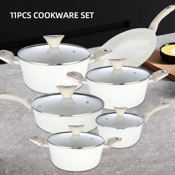 Hot Sale 11 Pieces Restaurant Soup Pot Aluminum Cookware Stock Pots Cooking Ware Set Aluminum Cooking Pot Set