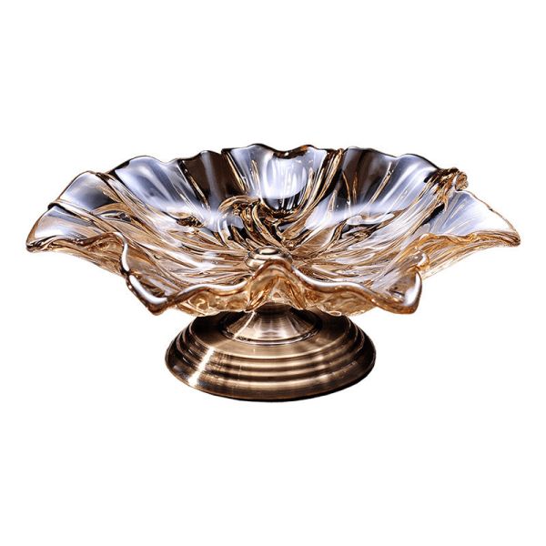 Luxury Decorative Handmade Bronze Glass Fruit Bowl