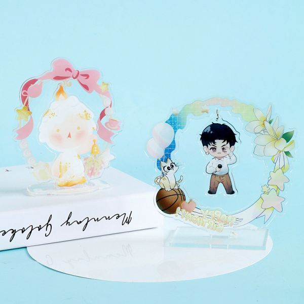 Cartoon acrylic key chain wedding vertical brand base printed girl logo creative star characters acrylic ornaments