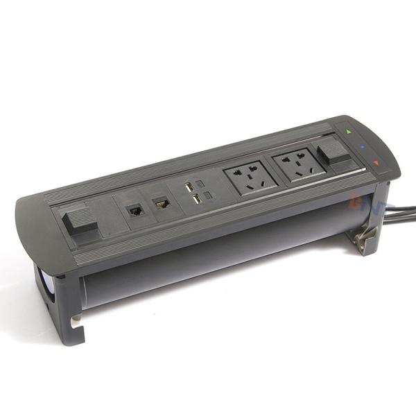High quality office furniture flush mount motorized flip up table socket box