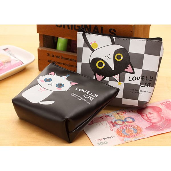 Customized Color Waterproof Headphone Storage Plastic Coin Purse for Cute Cat Key