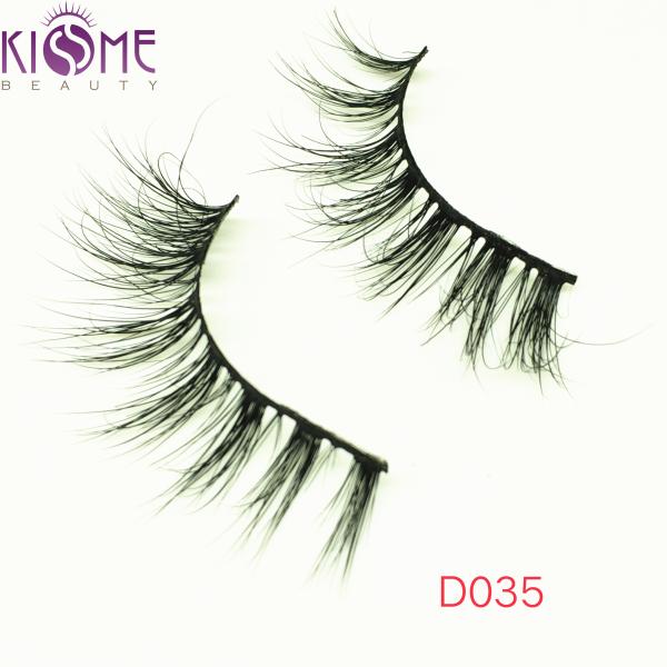 Cruelty Free Fashion Natural Mink Eyelashes Black  Band 0.01~0.15 Mm Thickness D035