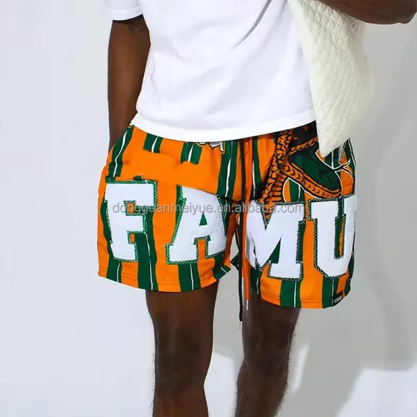 Custom Chenille Jogging Sport Embroidered Logo Wholesales Spandex Workout Shorts Mesh Fitness With Pocket Gym Shorts for Men