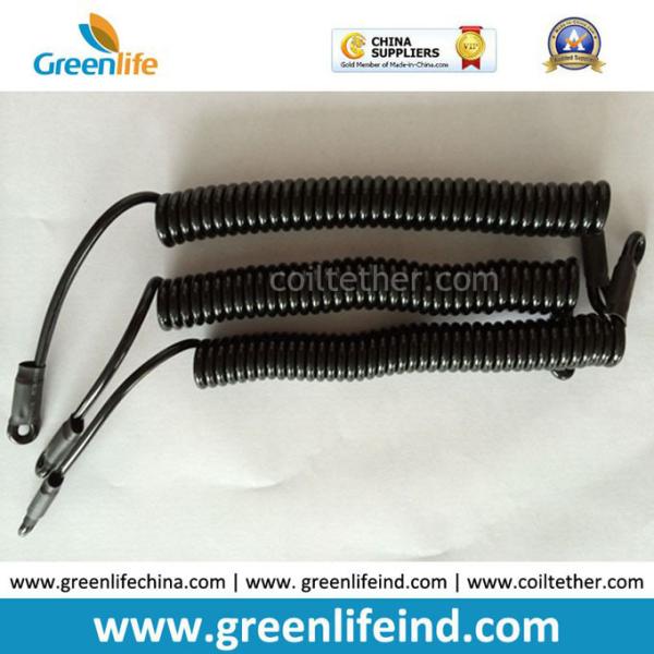 Standard Black Coil Tool Lanyard Tether W/Loop End&Key Ring