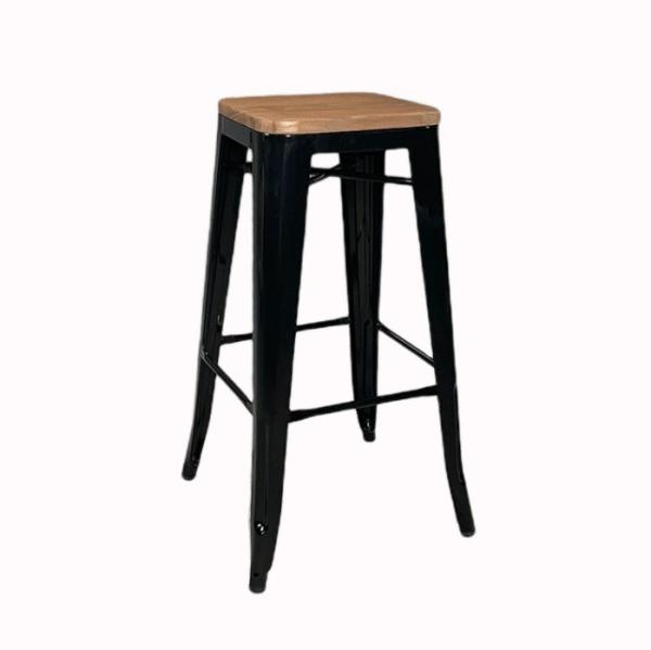 Antique Metal Bar Chair Stools Wooden Top High Chair for Bar Table in Kitchen and Dining Room