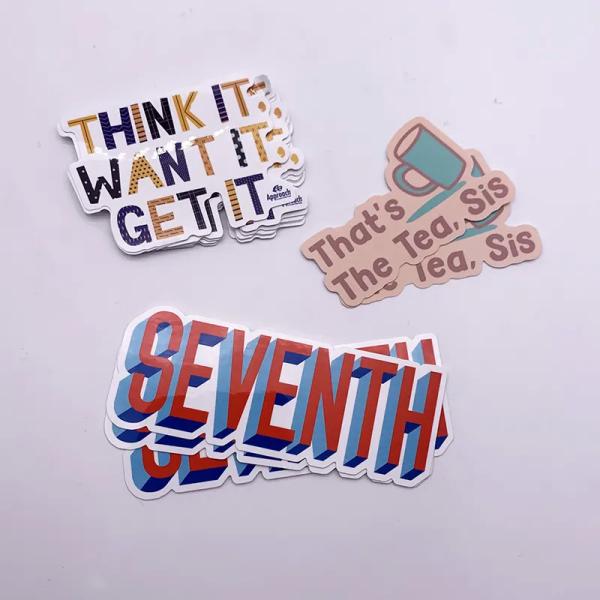 Waterproof PVC Vinyl Stickers Customised Cartoon Inspirational Quote Logo Die Cut Sticker