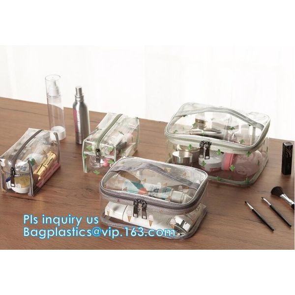 Travel Organizer Mini Cosmetics Clear Pvc Zipper Bag With Handles, vinyl pvc travel cosmetic packaging bag with zipper,