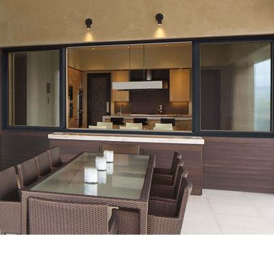 Double Glass Commercial Aluminum Sliding Windows in Pear for Soundproof and Heatproof
