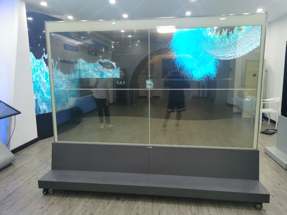 Стена Freestanding 55inch прозрачного дисплея рекламы экрана касания OLED видео-