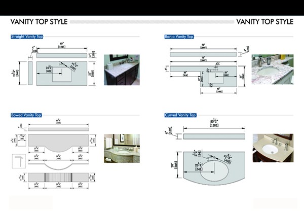 Pure White Quartz Bathroom Vanity Tops Eased / Other Edge Optional