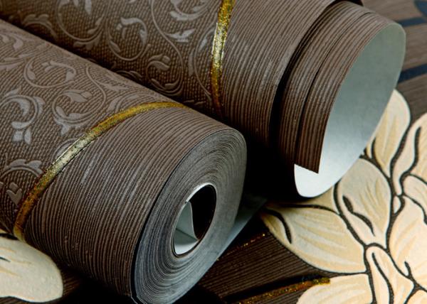 Floral Interior House Decoration Wallpaper With Non Woven Materials , Brown Color