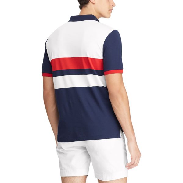 Personalized Mens Polo Style Shirts Round Neck , Stripped Polo Shirt Custom Logo