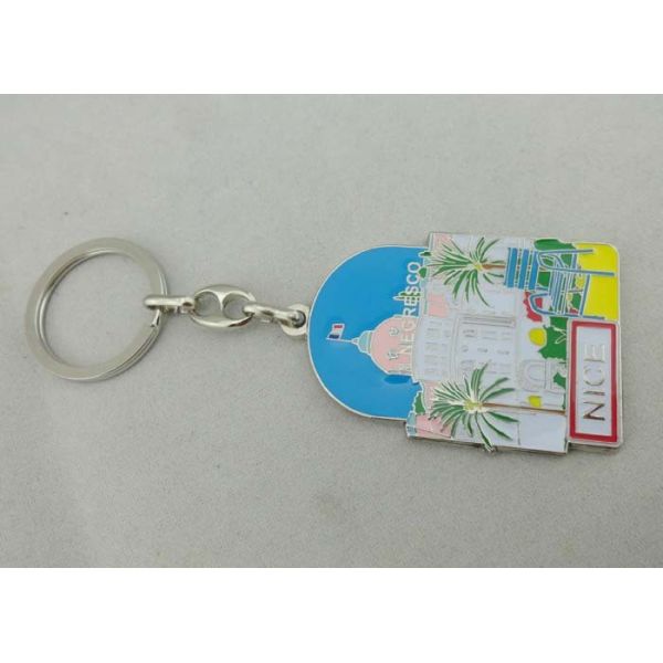 Negresco Promotional Keychain with Nickel Plating , Custom Metal Parts Keyring