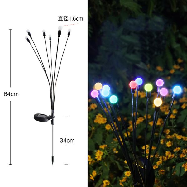 6000K Daylight Alert Solar Firefly Lawn Light for Outdoor Garden Landscape Ground Plug