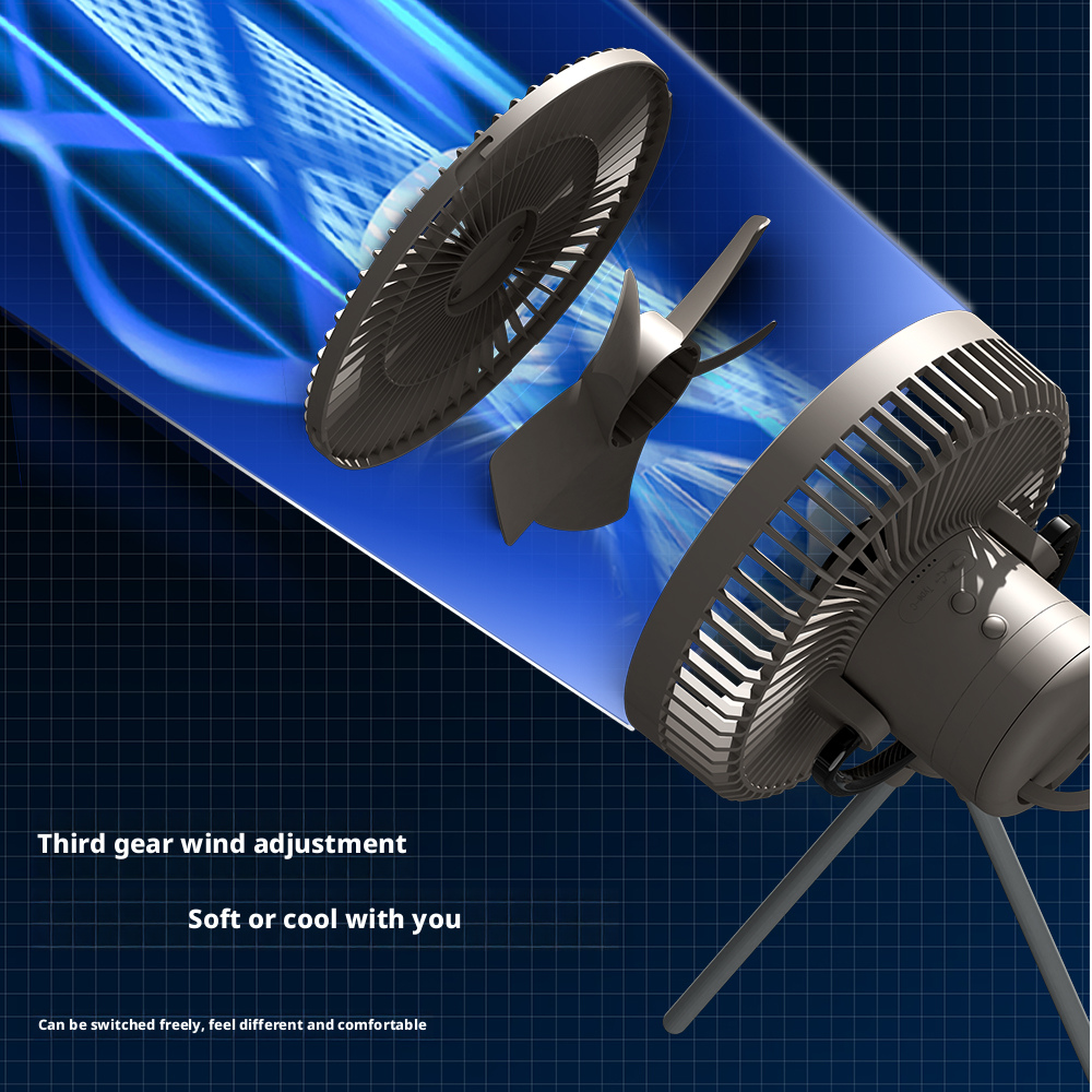3 In 1 Multifunctional Portable Camping Fan 10000mAh Lightweight Design For Outdoor