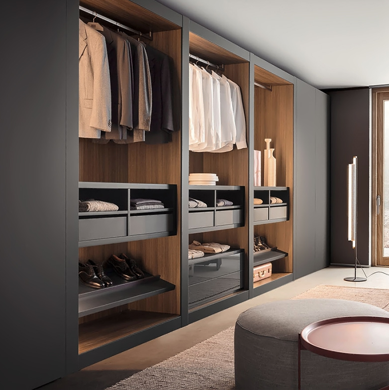 High End Wooden Wardrobe Bedroom Cabinet Furniture Open Style Clothes Wardrobe