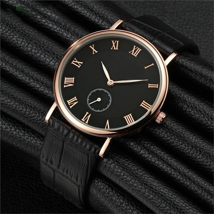 Textured Leather Genuine Diamond Quartz Watch 40mm Dia PE21 Male Sports