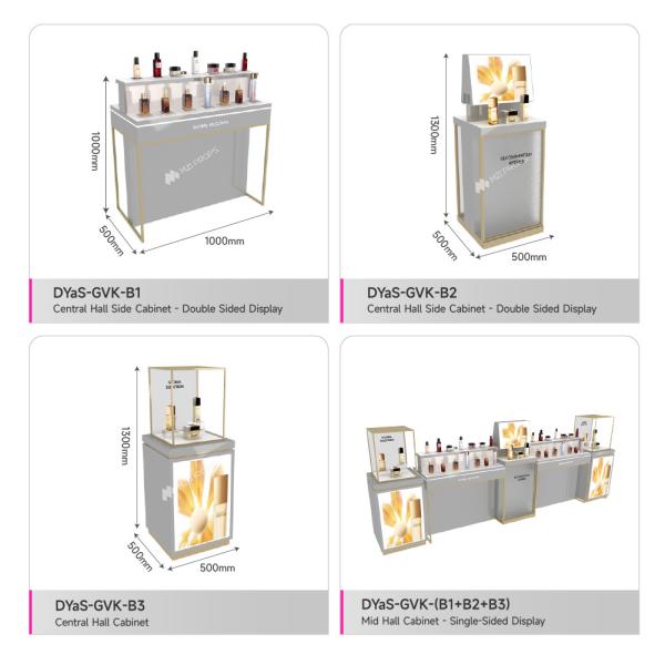 Beauty Shop Display Furniture Adjustable Washing and Care Back Cabinet with LED Lightbox  for Retail Store Display Decoration