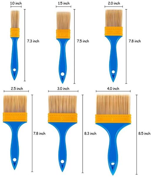 Escova de pintura da cera do giz 6PCS para os ofícios 1 em 1,5 em 3 em 4 dentro