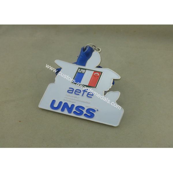 Souvenir Customized Silver Sport Medal With Soft Enamel , Die Casting  Awards Medal For Running