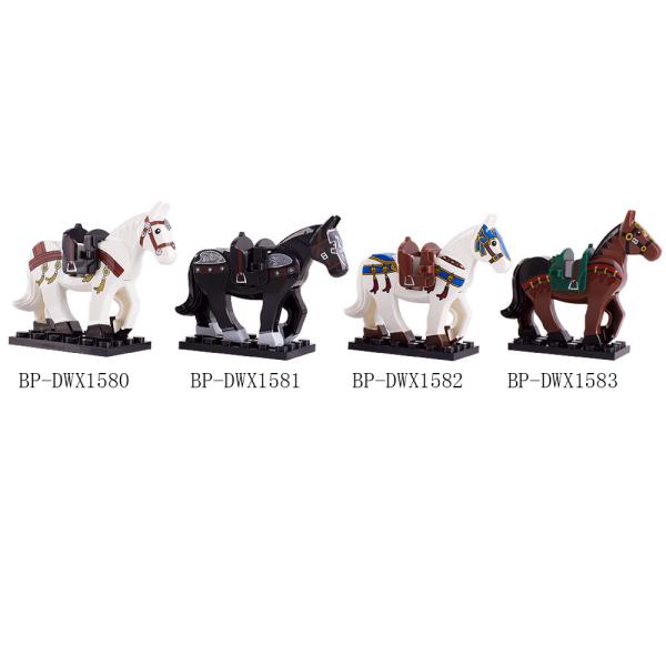 Children gifts medieval knight mount the three kingdoms war horse animal building blocks toys