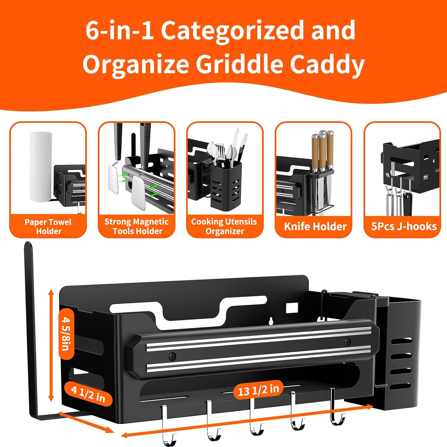 Удобный аксессуары для BBQ Хранилищный вагон с магнитным держателем инструментов и держателем бумажного полотенца