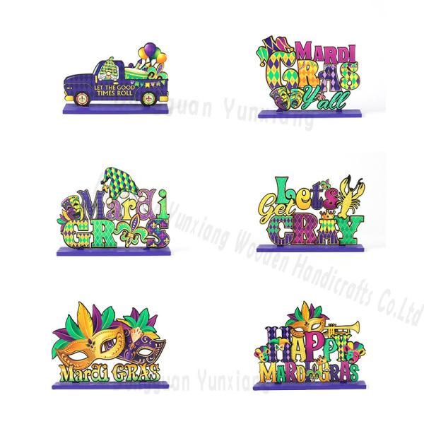Natural Large Mardi Gras Wooden Decorations with Comedy Tragedy Face Mardi Gras Float Mask Table Decor for Mardi Gras Party Prom Supplies
