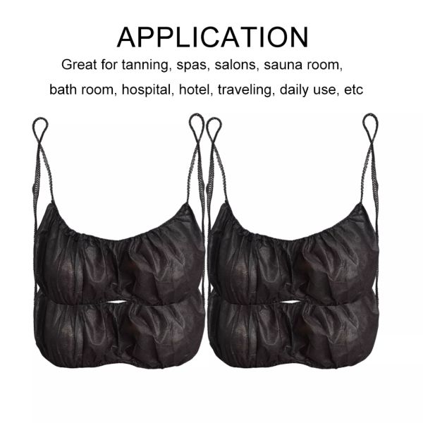 S&J Women Sexy Bra Disposable bra and panties SJ Manufacturer OEM Wholesale Disposable Black Shoulder Straps Bra for Spa Massage
