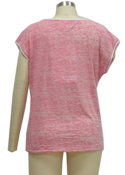 Ladies Casual Shirt Short Sleeve Burn Out Fabric Thin Fabric Fashion Shirt Place Print