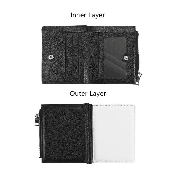 PU Leather Mens Personalized Bifold Wallet Sublimation Coin Bag