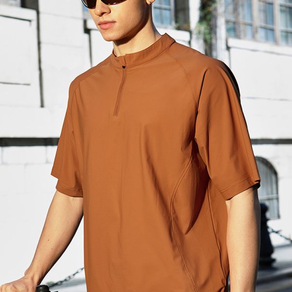 Men's Half Zip Raglan Cycling T-Shirt, Quick Dry Ice Feel Nylon Spandex Athletic Top, OEM Custom Logo & Private Label Service Available