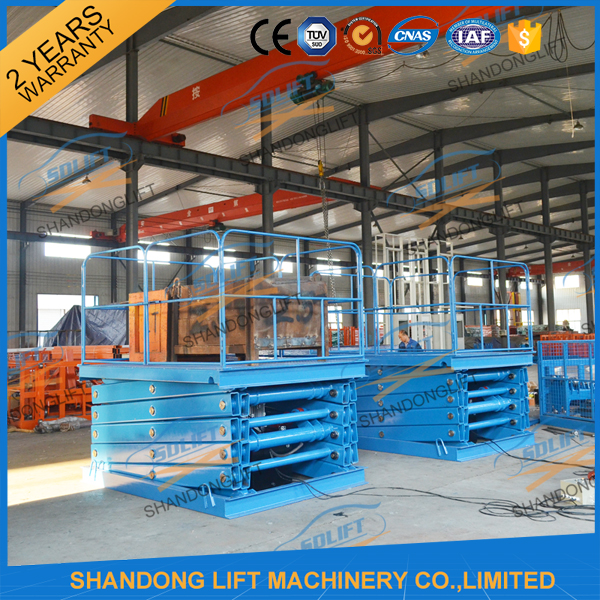 2T 5.5M Stationary Hydraulic Scissor Lift Warehouse Material Loading Lift CE SGS TUV