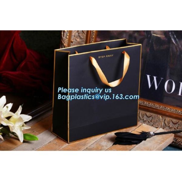 Gold Stamping Glossy Lamination Paper Rope Handle Paper Carrier Bag Custom Design paper carrier bag with rope handle