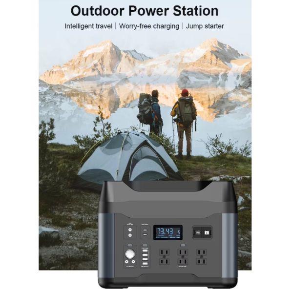 Estación de energía portátil Batería de litio 1500W salida de corriente al aire libre para acampar al aire libre