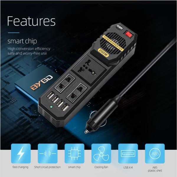 200W Car Power Inverter Technology Wholesale Price Solar Power Inverter Smart Pure Sine Wave For Dc Power System