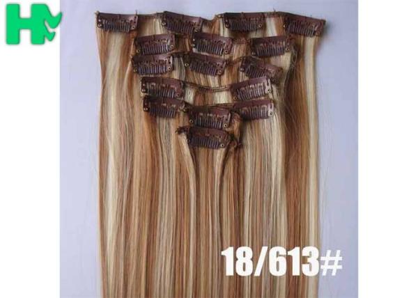 Colored Clip In Synthetic Hair Extensions Fake Hair Wigs For White Women