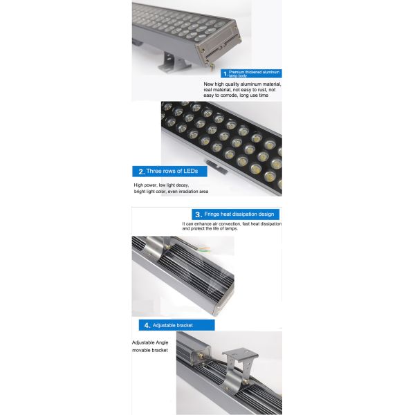 Three Rows LED wall washer lamp Powerful outdoor waterproof linear light floor spot lights external wall