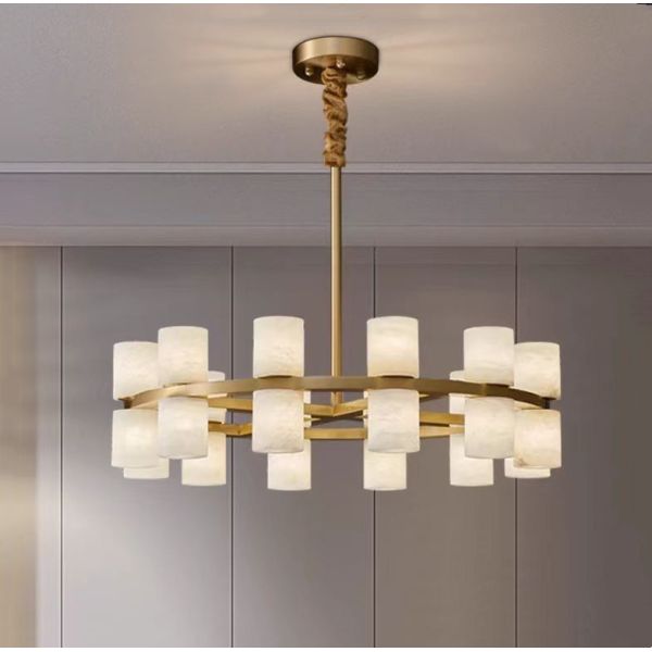 Высококачественный испанский модный декор Мраморная лампа Европейская гостиная Высокий потолок Классический кварцевый камень круглый шампанский