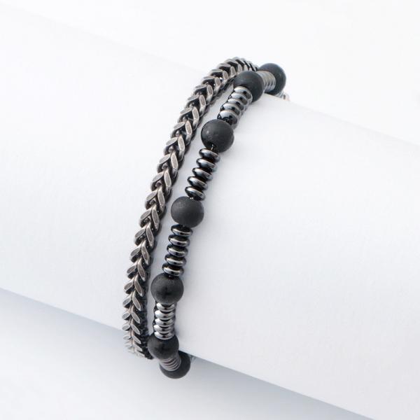 Unique Gallstone Embellishment Men's Stainless Bracelet for Comfortable All-Day Wear and Effortless Style