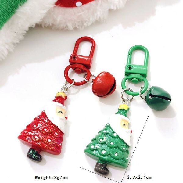 Cartoon Santa Claus Christmas Tree Bell Keychain Backpack Mobile Phone Pendant Ornament