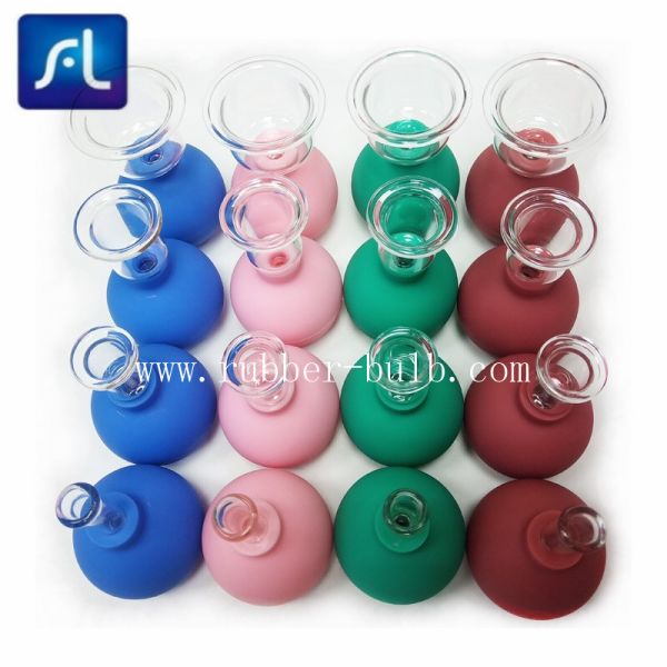 15mm 25mm Blue Rubber Glass Vacuum Cupping Cups For Healthcare