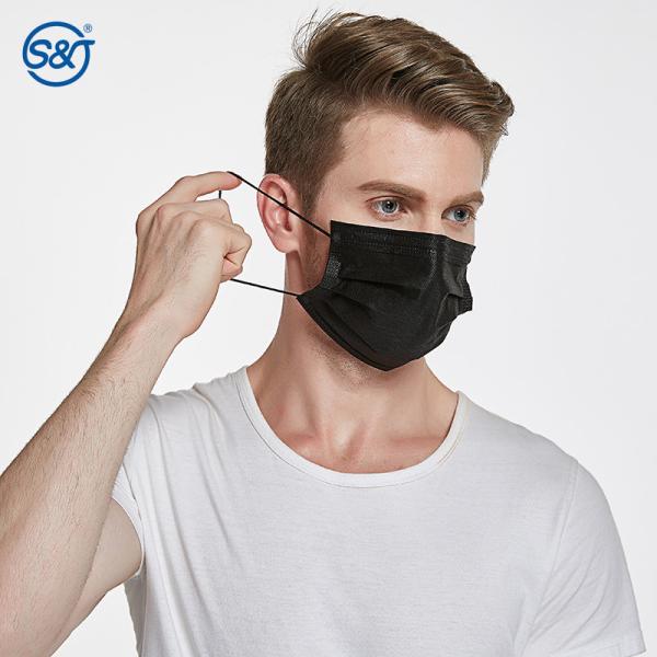 S&J Protective Nonwoven Disposable Black Face Mask Surgical Respirator 4-ply Fully Colored Premium Quality ASTM LEVEL3 TYPE IIR